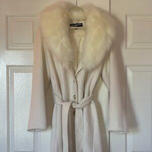 SOLD Karl Lagerfield Faux Fur Collar Wool Coat Size Medium